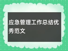 應(yīng)急管理工作總結(jié)優(yōu)秀范文