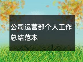 公司運(yùn)營(yíng)部個(gè)人工作總結(jié)范本