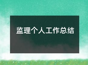 監(jiān)理個(gè)人工作總結(jié)