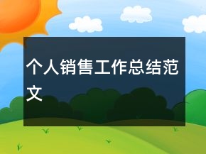個人銷售工作總結(jié)范文