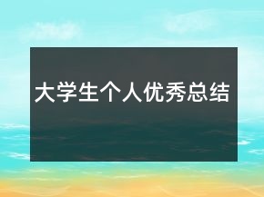 大學生個人優(yōu)秀總結