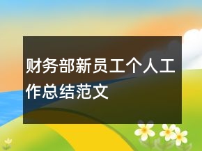 財(cái)務(wù)部新員工個(gè)人工作總結(jié)范文