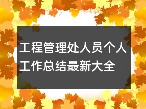 工程管理處人員個(gè)人工作總結(jié)最新大全