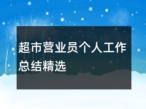 超市營(yíng)業(yè)員個(gè)人工作總結(jié)精選