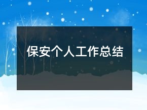 保安個(gè)人工作總結(jié)