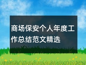 商場(chǎng)保安個(gè)人年度工作總結(jié)范文精選
