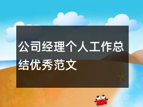 公司經(jīng)理個(gè)人工作總結(jié)優(yōu)秀范文