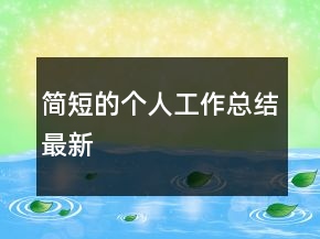 簡(jiǎn)短的個(gè)人工作總結(jié)最新