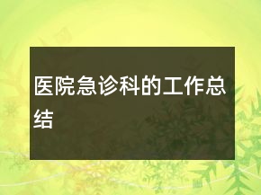 醫(yī)院急診科的工作總結
