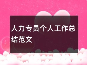 人力專員個人工作總結范文