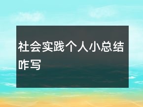 社會實(shí)踐個人小總結(jié)咋寫