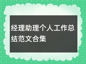 經(jīng)理助理個(gè)人工作總結(jié)范文合集