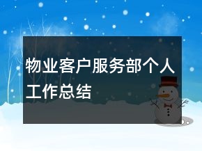 物業(yè)客戶服務(wù)部個人工作總結(jié)