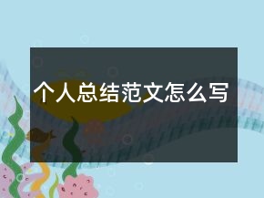 個(gè)人總結(jié)范文怎么寫
