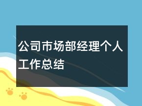 公司市場部經理個人工作總結