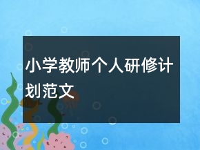 小學(xué)教師個(gè)人研修計(jì)劃范文