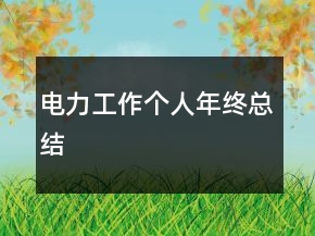 電力工作個(gè)人年終總結(jié)