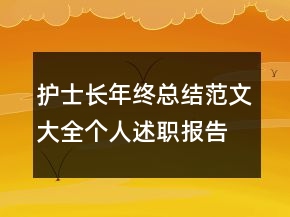 護(hù)士長年終總結(jié)范文大全個人述職報告精選