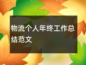 物流個(gè)人年終工作總結(jié)范文