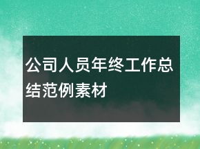 公司人員年終工作總結范例素材
