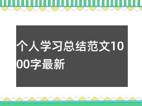 個人學習總結范文1000字最新