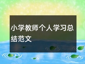 小學(xué)教師個人學(xué)習(xí)總結(jié)范文