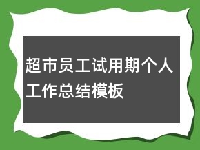 超市員工試用期個人工作總結模板