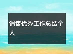 銷售優(yōu)秀工作總結(jié)個人