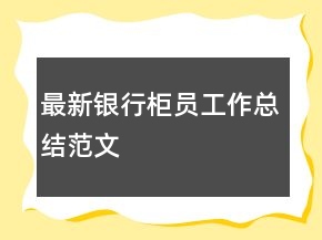最新銀行柜員工作總結范文