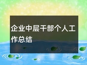 企業(yè)中層干部個人工作總結