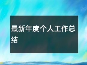 最新年度個人工作總結(jié)
