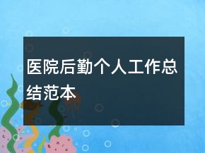 醫(yī)院后勤個(gè)人工作總結(jié)范本