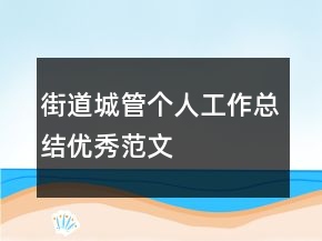 街道城管個人工作總結(jié)優(yōu)秀范文
