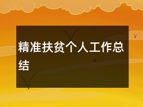 精準(zhǔn)扶貧個(gè)人工作總結(jié)