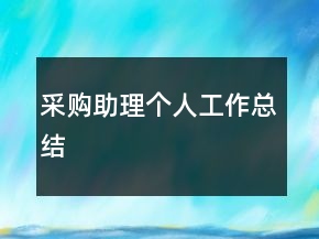 采購(gòu)助理個(gè)人工作總結(jié)