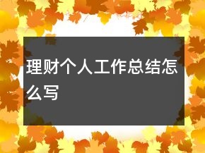 理財(cái)個(gè)人工作總結(jié)怎么寫