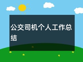 公交司機(jī)個(gè)人工作總結(jié)
