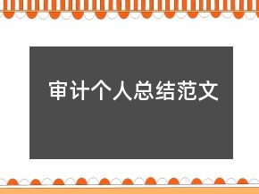 審計(jì)個(gè)人總結(jié)范文