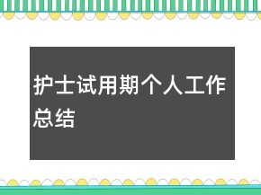 護士試用期個人工作總結
