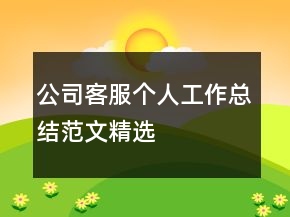 公司客服個(gè)人工作總結(jié)范文精選