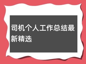 司機(jī)個(gè)人工作總結(jié)最新精選