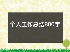 個(gè)人工作總結(jié)800字