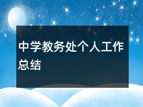 中學教務處個人工作總結