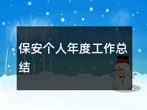 保安個(gè)人年度工作總結(jié)