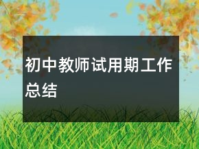 初中教師試用期工作總結(jié)