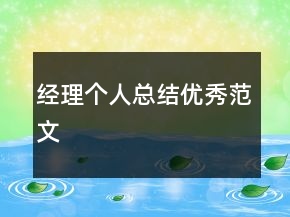 經(jīng)理個(gè)人總結(jié)優(yōu)秀范文