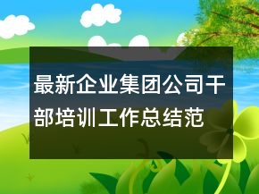 最新企業(yè)集團公司干部培訓工作總結范文