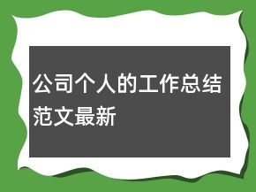 公司個(gè)人的工作總結(jié)范文最新