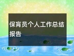 保肓員個(gè)人工作總結(jié)報(bào)告