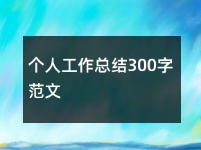 個(gè)人工作總結(jié)300字范文